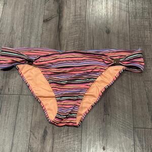 Victoria's Secret Swim The Hottie Cheeky Stripe Bikini Bottom Pink Coral Black M